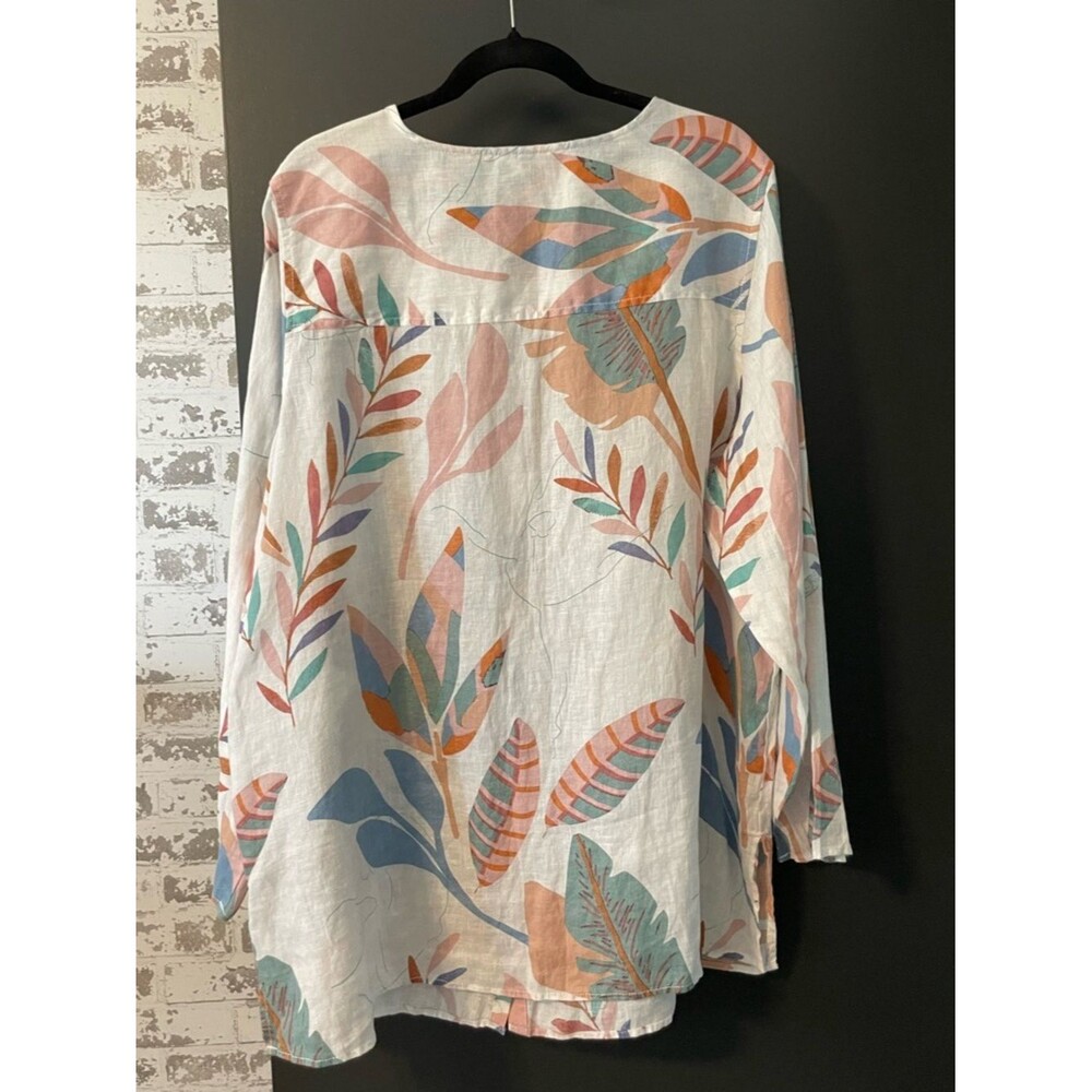 Cynthia Rowley Linen Tunic Shirt Tropical Print Swim Cover Up OS - Picture 5 of 7